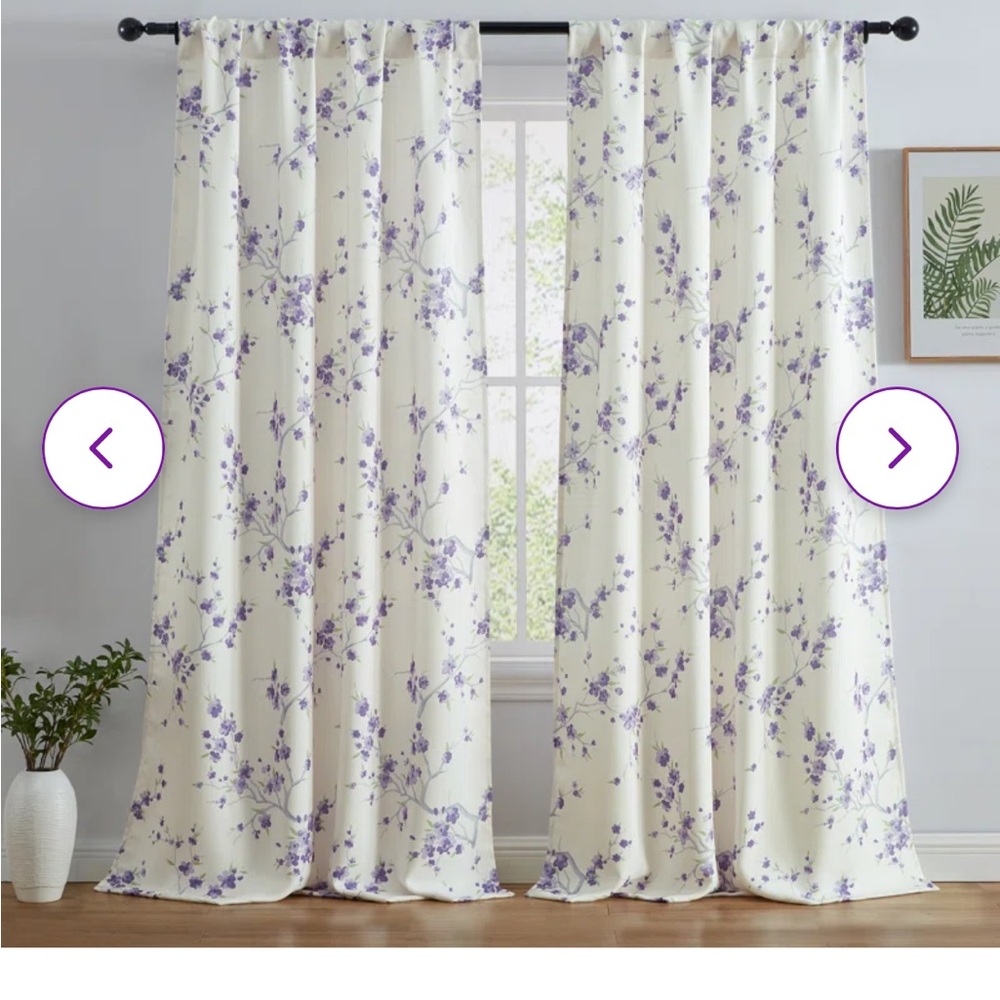COPY - 52x63 Purple Floral Curtains
